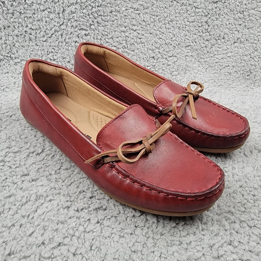 Clarks Women’s Dameo Swing Driving Style Loafer Moccasin Leather Size 8.5M US.